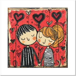 Lovely Couple 2024 Valentines Day Drawing Posters and Art